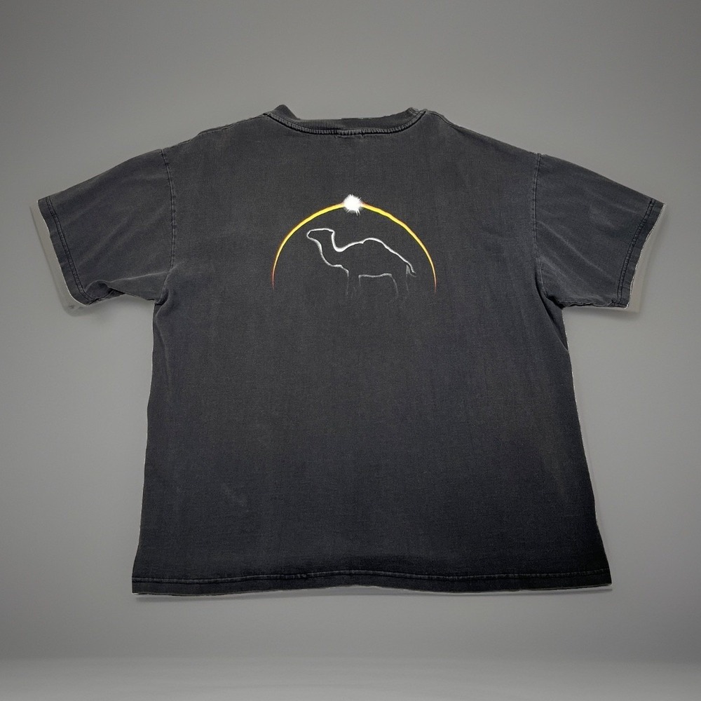 Hanes Heavyweight Pocket Tee Camel Logo XL Faded Brown 90s Vintage Faded Black